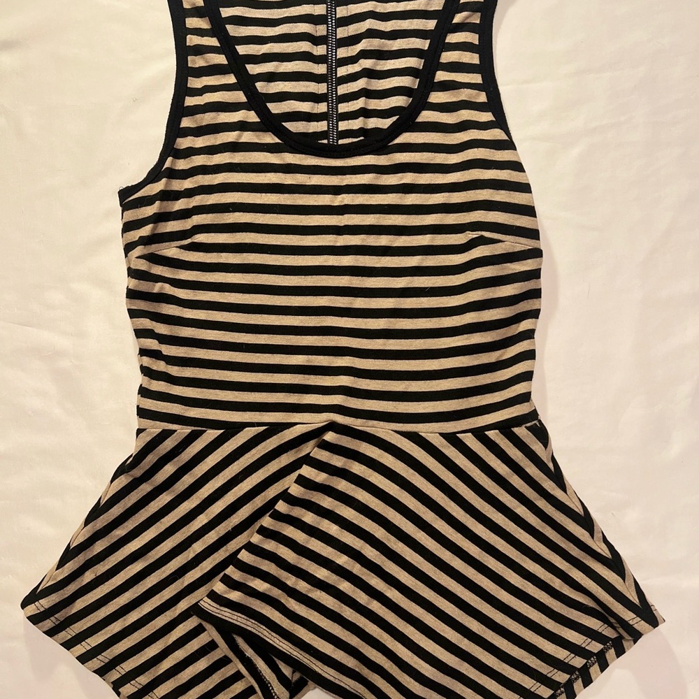 Karen Kane Black and Tan Striped Shirt